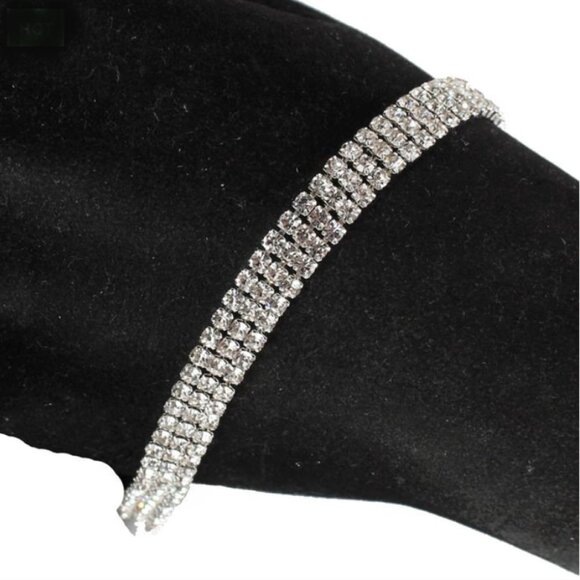 Sterling Silver and Cz 3-Row Tennis Bracelet - Picture 3 of 14
